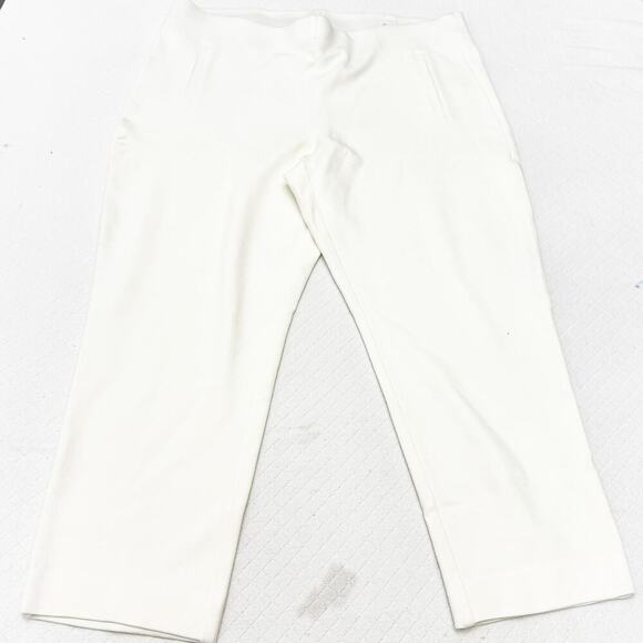 Chico's Slimming Basic Cream White Cropped Straight Leg Pant Size 3 Mint - Picture 2 of 8
